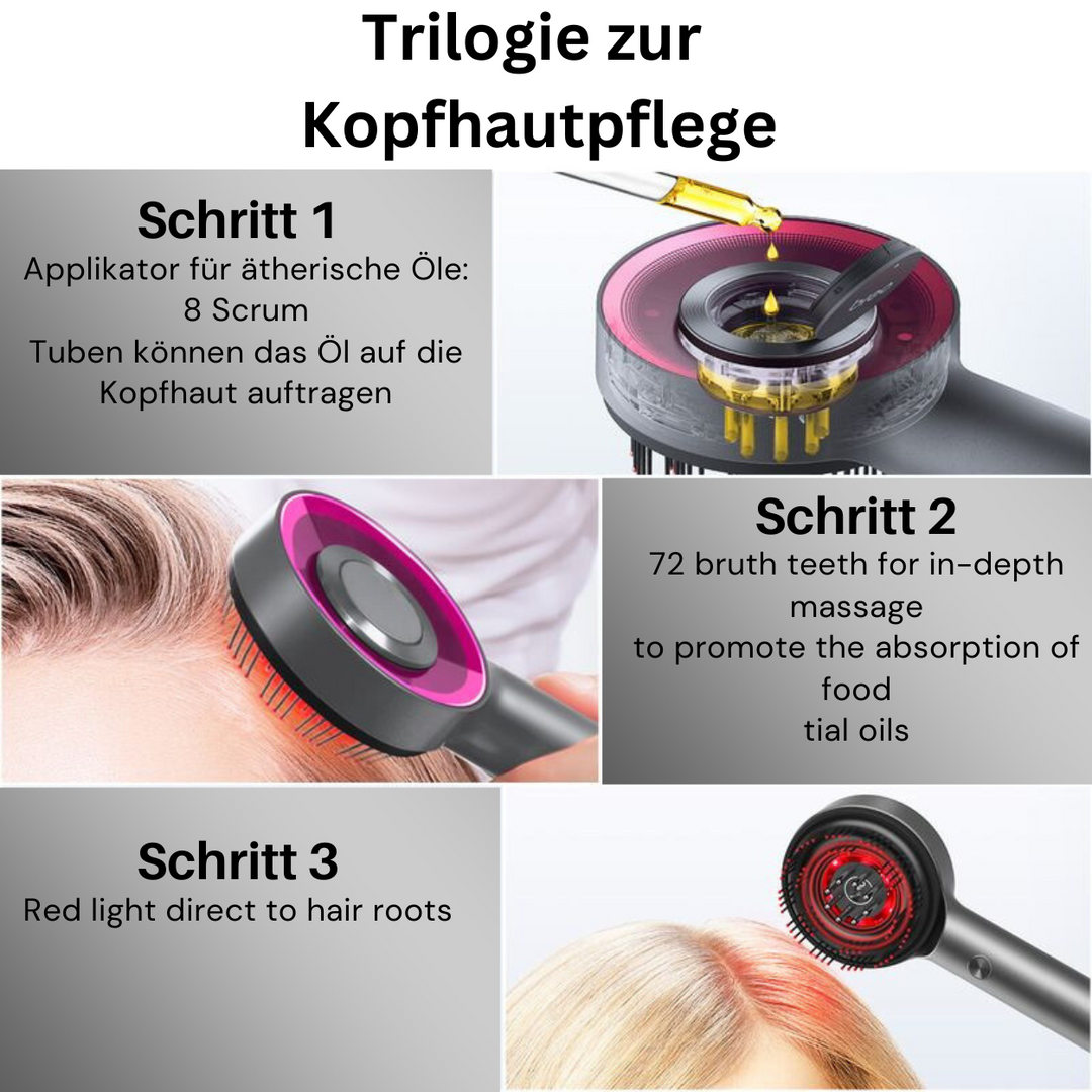 Mangolo HydroKamm™ | Elektrische Rotlicht-Massagebürste